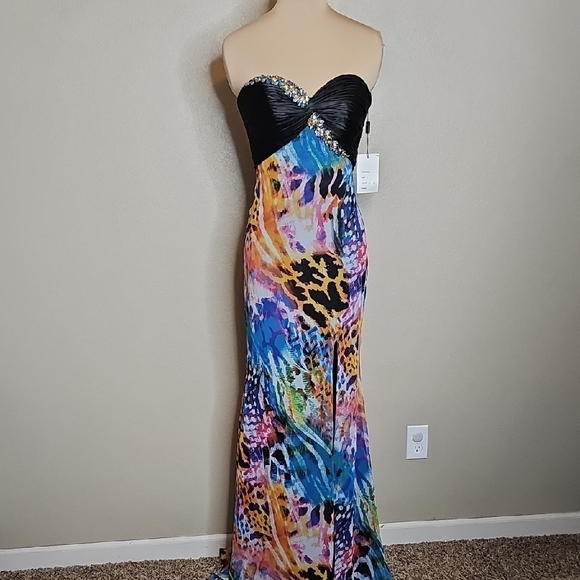 gigi Dresses & Skirts - NWT GIGI Designs Multicolor Animal Print Strapless Evening Gown Formal 2
